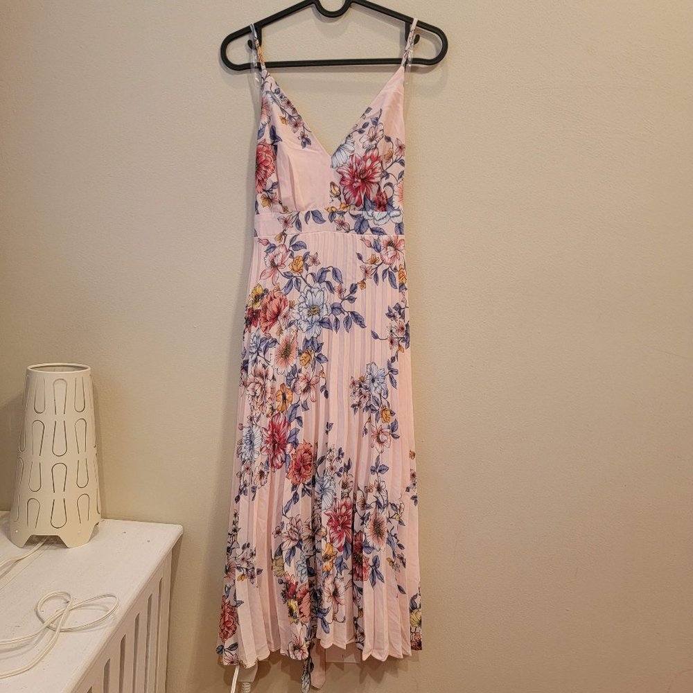 Thirty Thirty Pink Floral Strapless Dress Size Medium